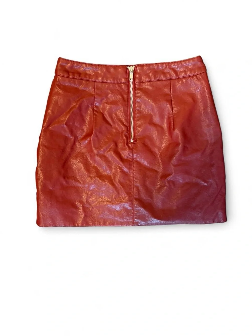 Lulus Women’s Red Faux Leather Mini Skirt, Size XS